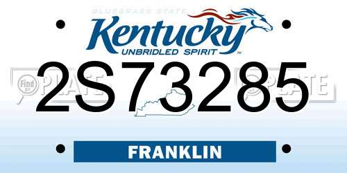 2S73285 Kentucky License Plate