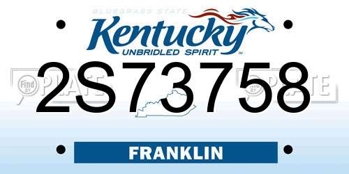 2S73758 Kentucky License Plate