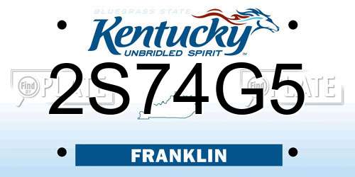 2S74G5 Kentucky License Plate