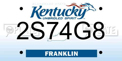 2S74G8 Kentucky License Plate