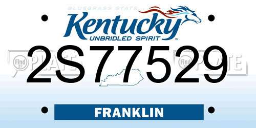 2S77529 Kentucky License Plate