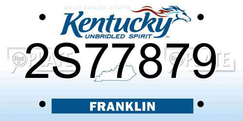 2S77879 Kentucky License Plate