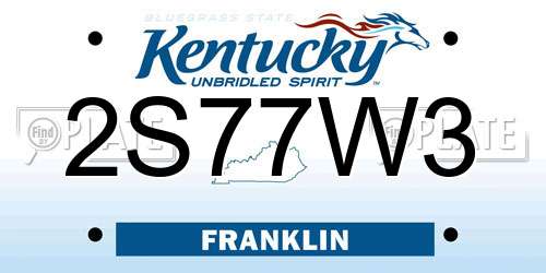2S77W3 Kentucky License Plate
