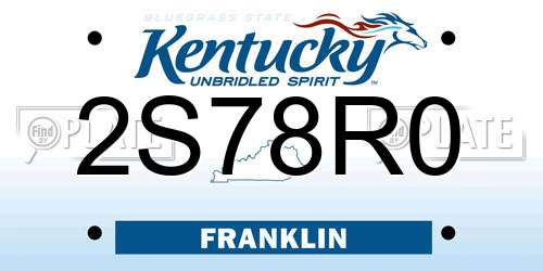 2S78R0 Kentucky License Plate