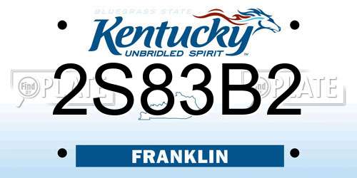2S83B2 Kentucky License Plate