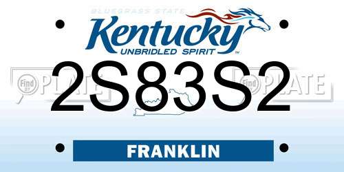2S83S2 Kentucky License Plate