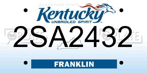 2SA2432 Kentucky License Plate