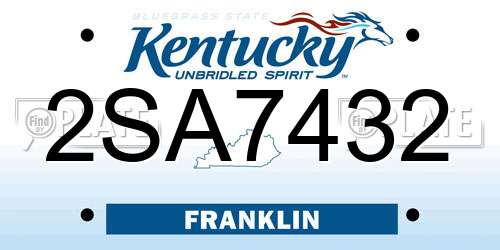 2SA7432 Kentucky License Plate