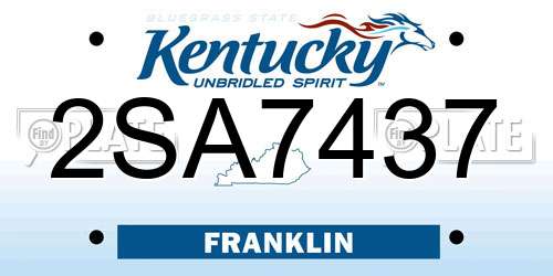 2SA7437 Kentucky License Plate