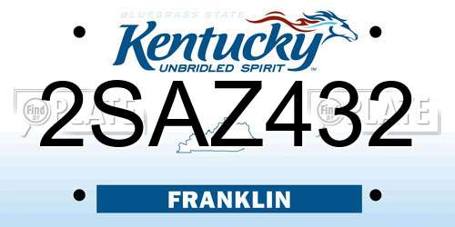 2SAZ432 Kentucky License Plate