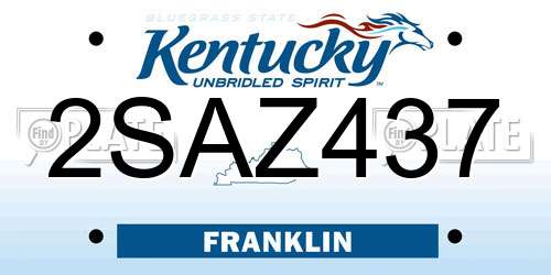 2SAZ437 Kentucky License Plate