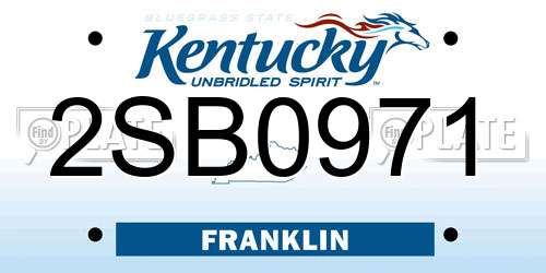 2SB0971 Kentucky License Plate