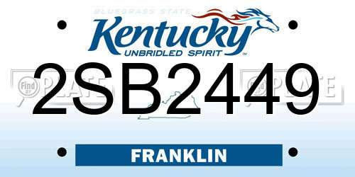 2SB2449 Kentucky License Plate