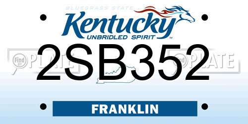 2SB352 Kentucky License Plate