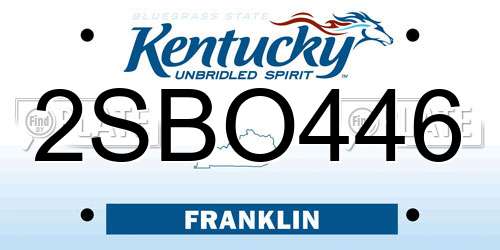 2SBO446 Kentucky License Plate