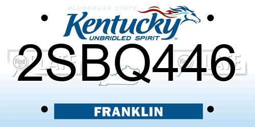 2SBQ446 Kentucky License Plate