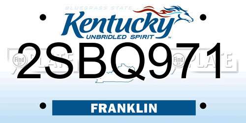 2SBQ971 Kentucky License Plate