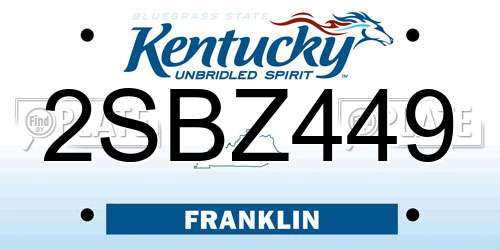 2SBZ449 Kentucky License Plate