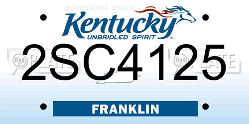 2SC4125 Kentucky License Plate