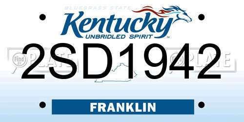 2SD1942 Kentucky License Plate
