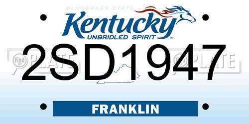 2SD1947 Kentucky License Plate