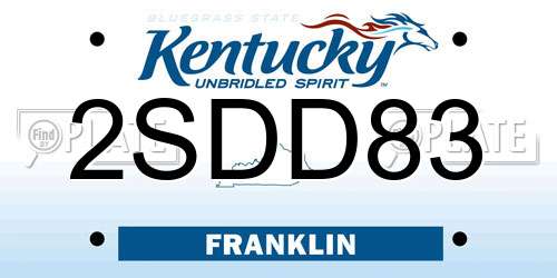 2SDD83 Kentucky License Plate