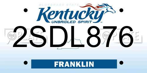 2SDL876 Kentucky License Plate