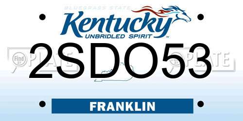 2SDO53 Kentucky License Plate