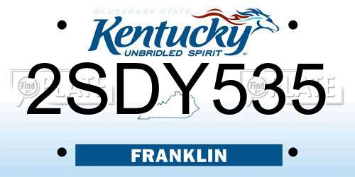 2SDY535 Kentucky License Plate