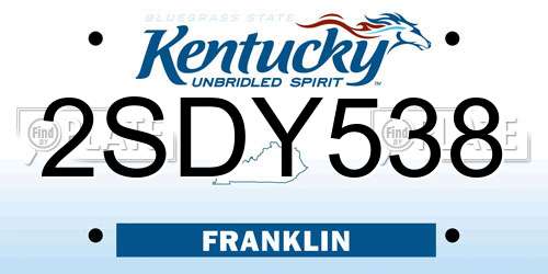 2SDY538 Kentucky License Plate