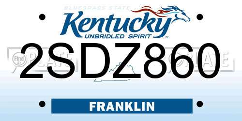 2SDZ860 Kentucky License Plate