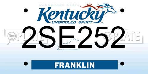 2SE252 Kentucky License Plate