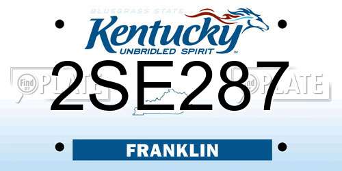 2SE287 Kentucky License Plate