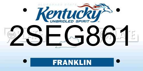 2SEG861 Kentucky License Plate