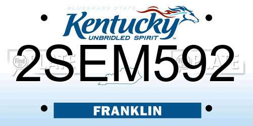 2SEM592 Kentucky License Plate
