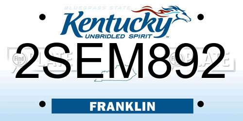 2SEM892 Kentucky License Plate