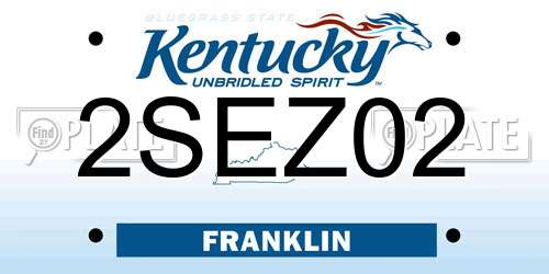 2SEZ02 Kentucky License Plate