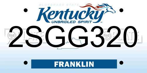 2SGG320 Kentucky License Plate