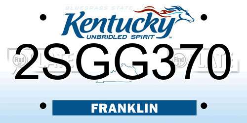 2SGG370 Kentucky License Plate