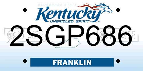2SGP686 Kentucky License Plate