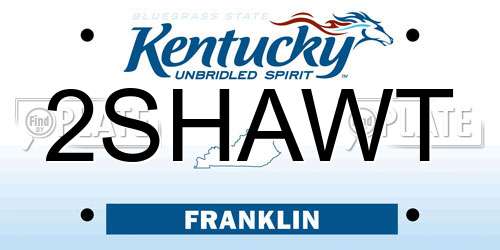 2SHAWT Kentucky License Plate