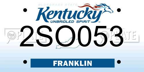 2SO053 Kentucky License Plate