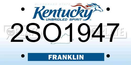 2SO1947 Kentucky License Plate
