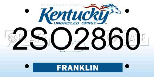 2SO2860 Kentucky License Plate