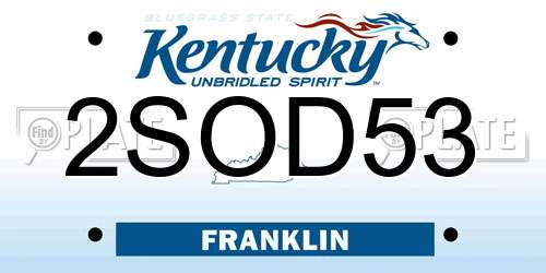 2SOD53 Kentucky License Plate