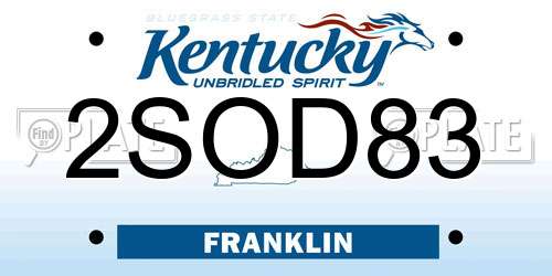2SOD83 Kentucky License Plate