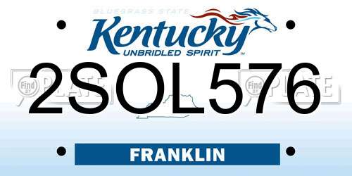 2SOL576 Kentucky License Plate
