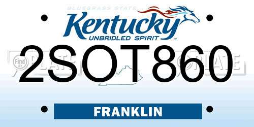 2SOT860 Kentucky License Plate