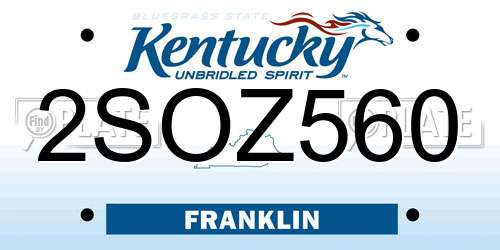 2SOZ560 Kentucky License Plate