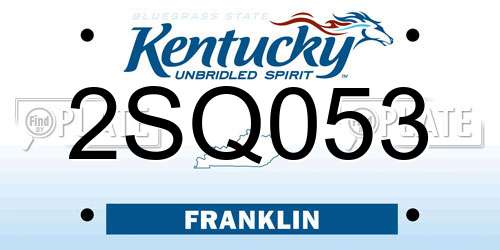 2SQ053 Kentucky License Plate